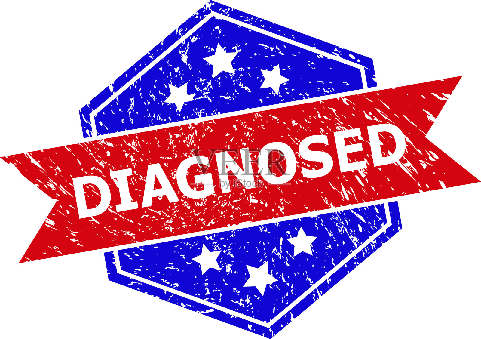 六角双色诊断邮票与困难设计元素图片