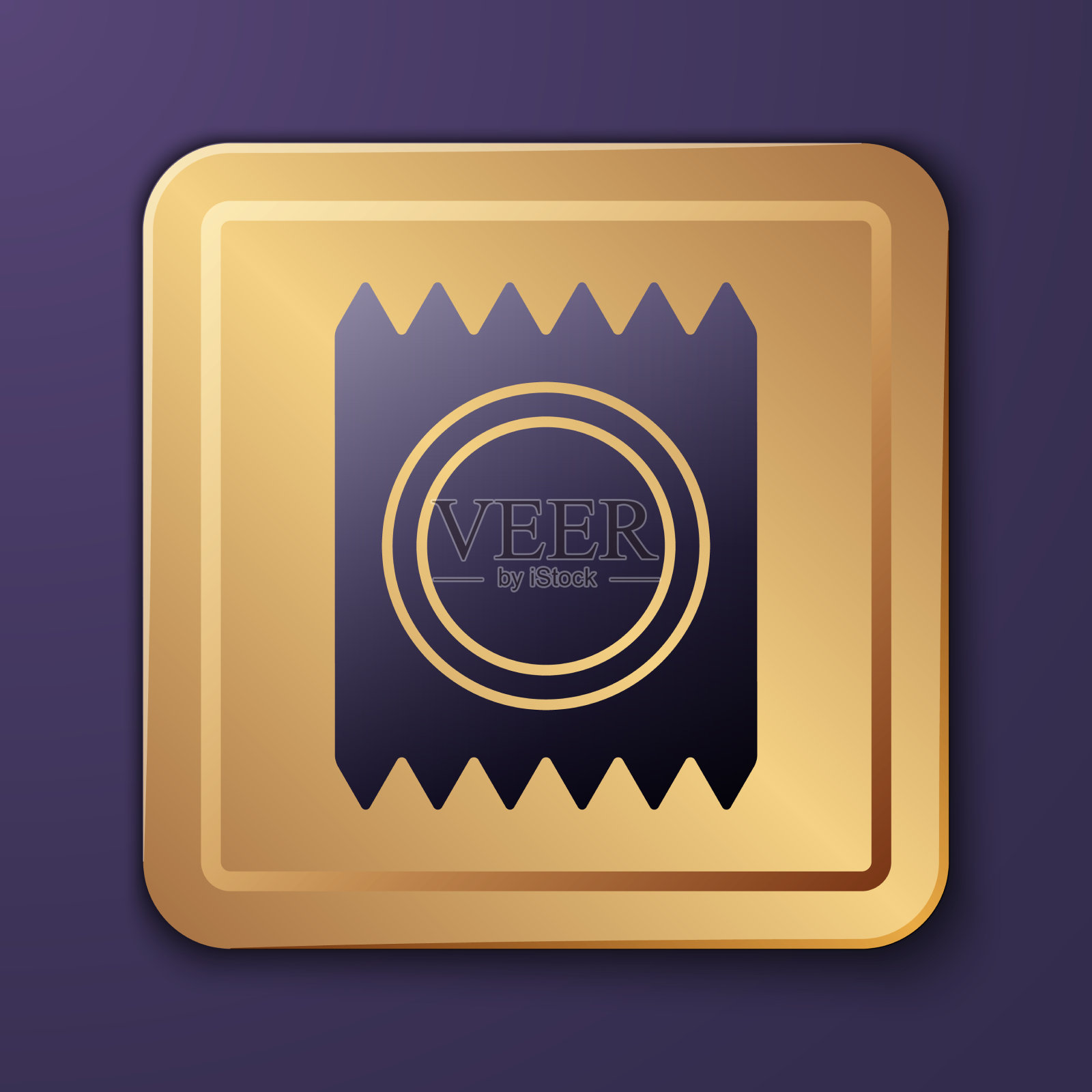 紫色安全套在包装上隔离了安全性标志图标素材