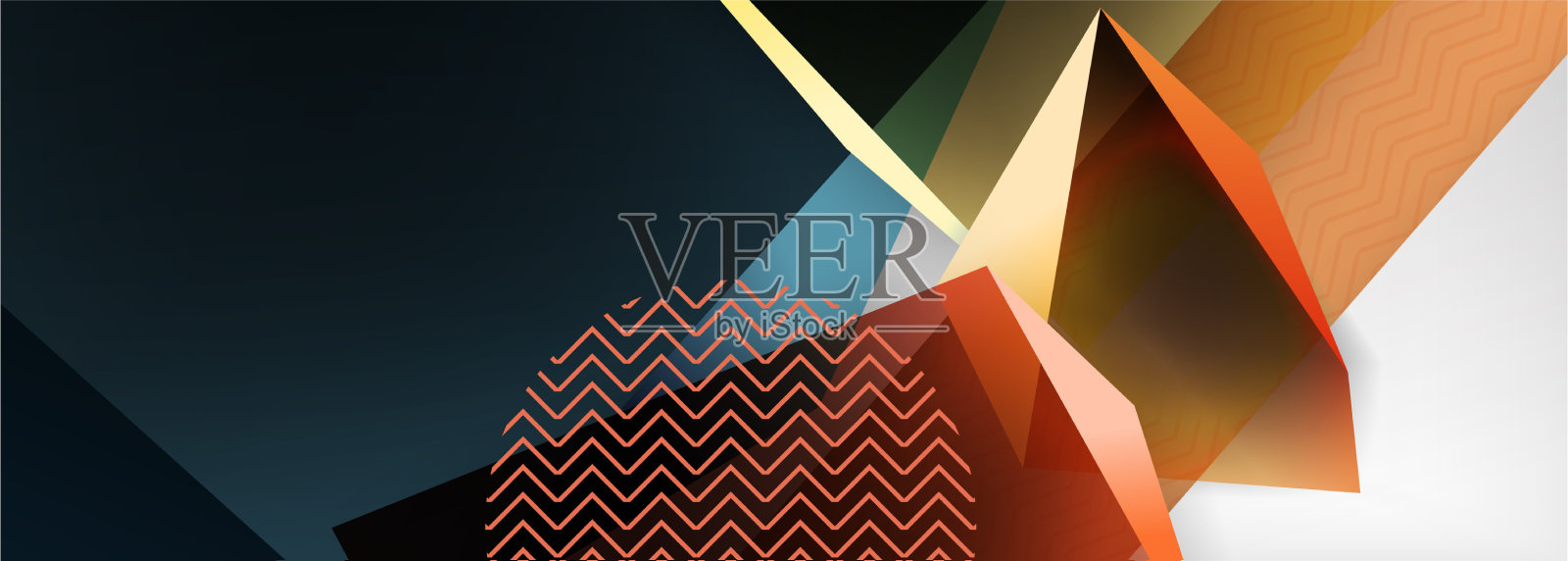 低多边形三维几何形状最小抽象插画图片素材