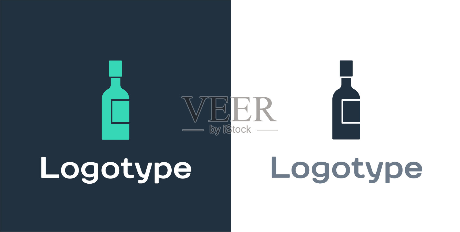 标识型香槟瓶图标孤立在白色图标素材