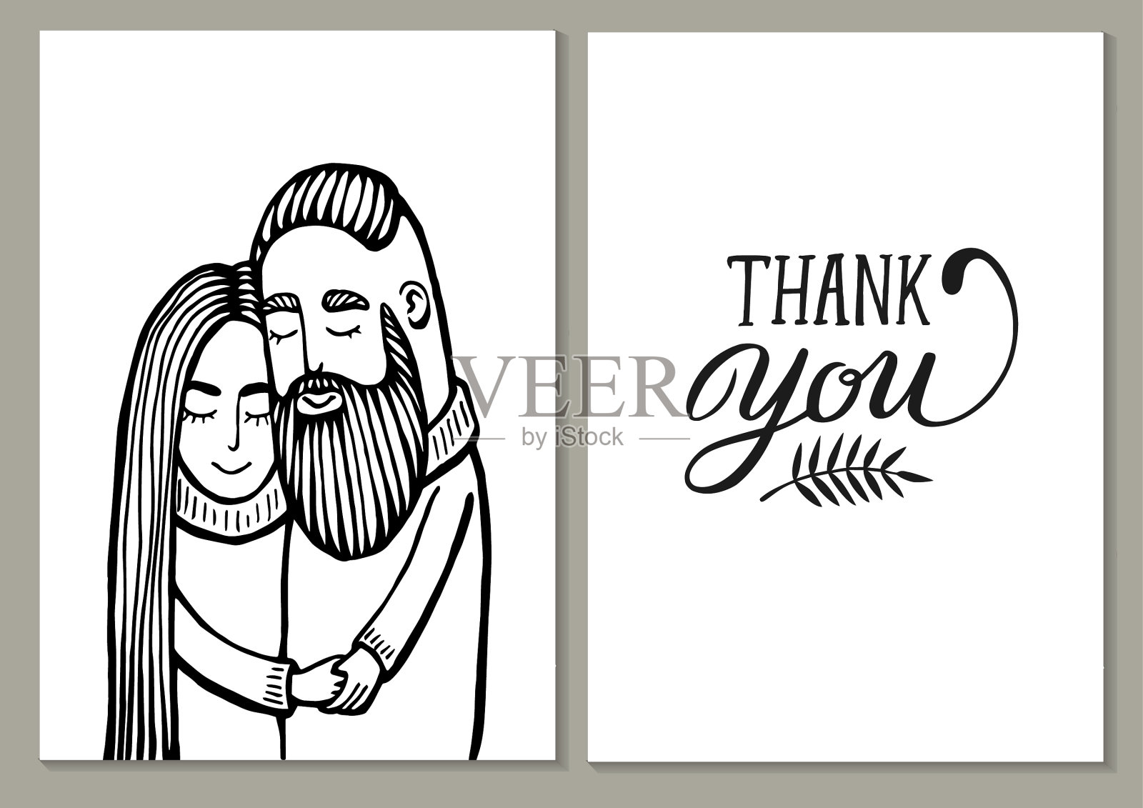 卡片可爱的情侣涂鸦插画图片素材