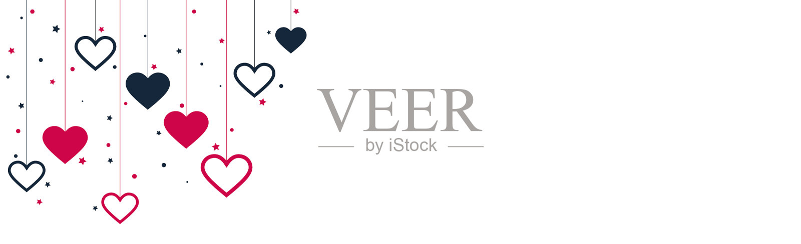 红色和蓝色的节日心在白色的背景插画图片素材