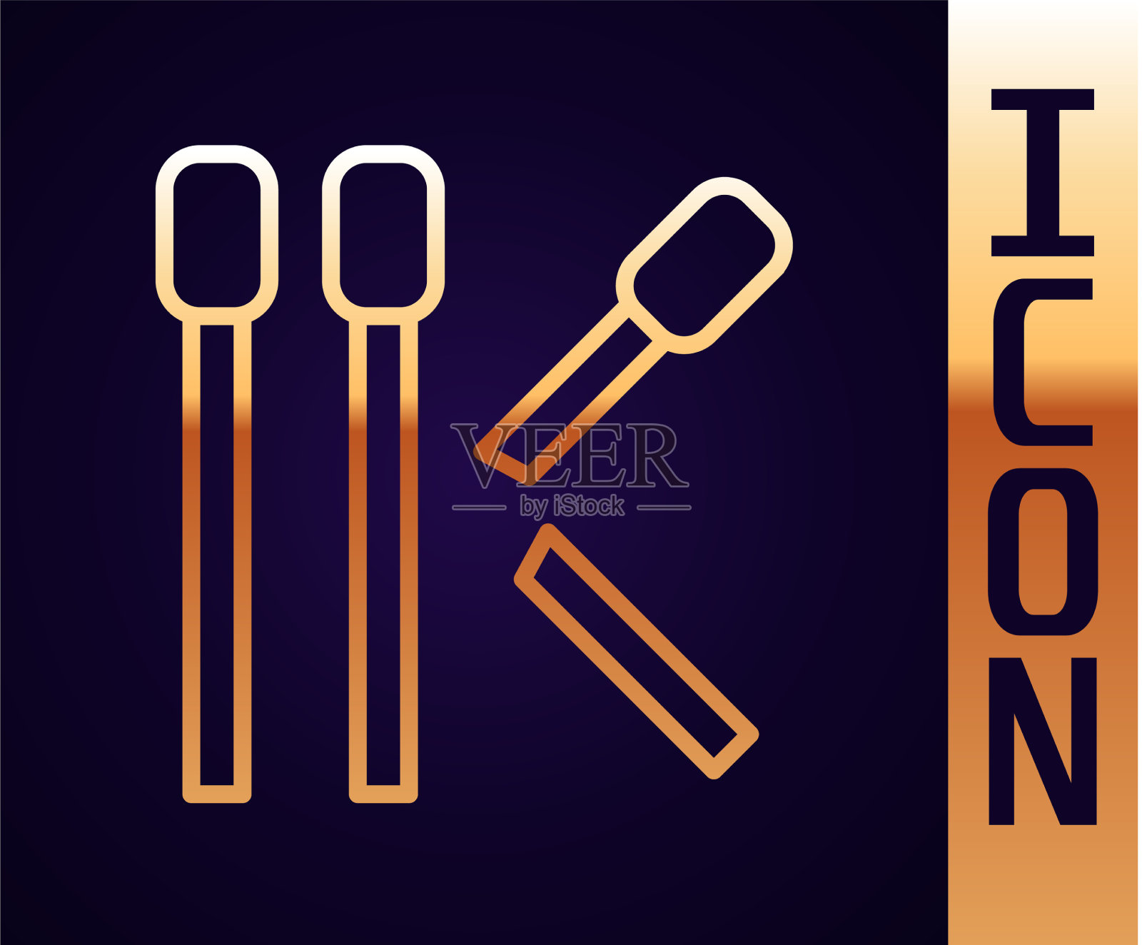 金色线与孤立在黑色上的图标匹配插画图片素材