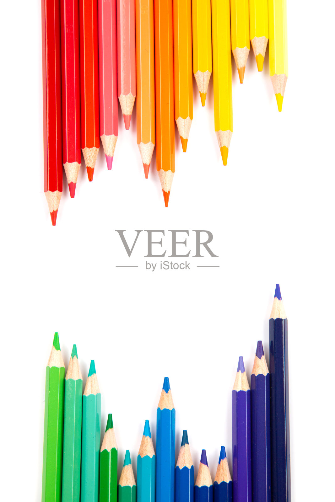 鲜艳的彩虹色铅笔。照片摄影图片