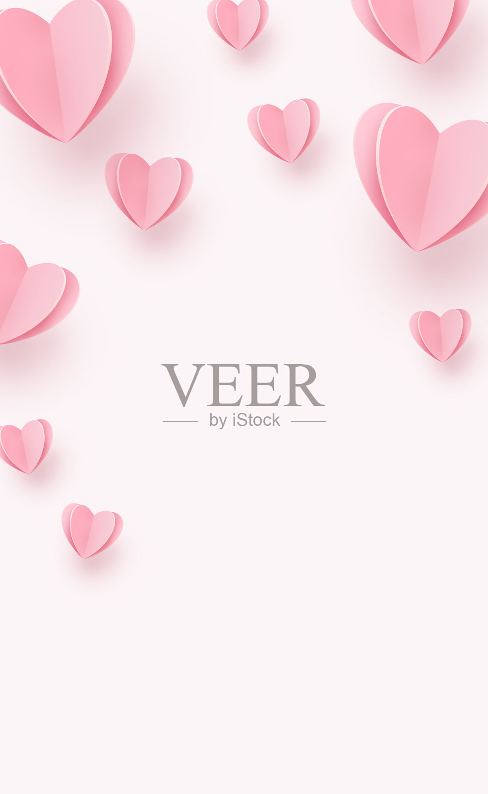 白色背景上柔和的红粉心插画图片素材