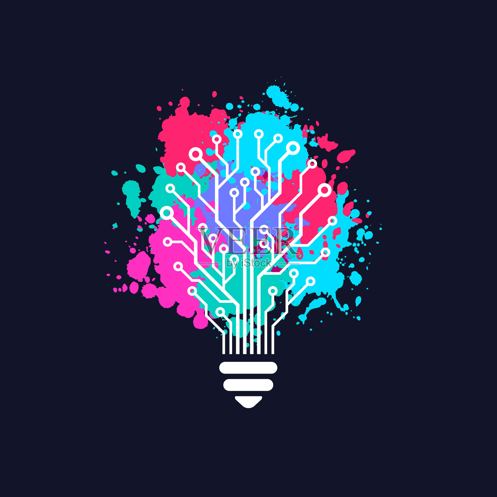 印刷电路板形式的灯泡插画图片素材