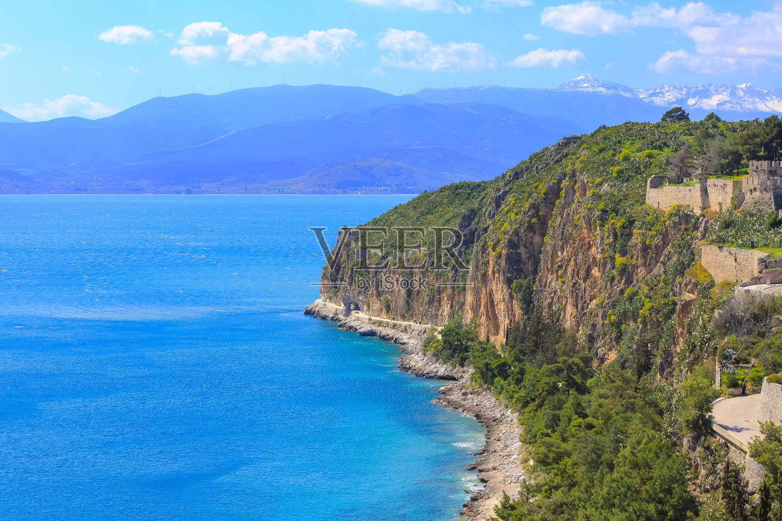 希腊纳夫普利奥岩石全景照片摄影图片