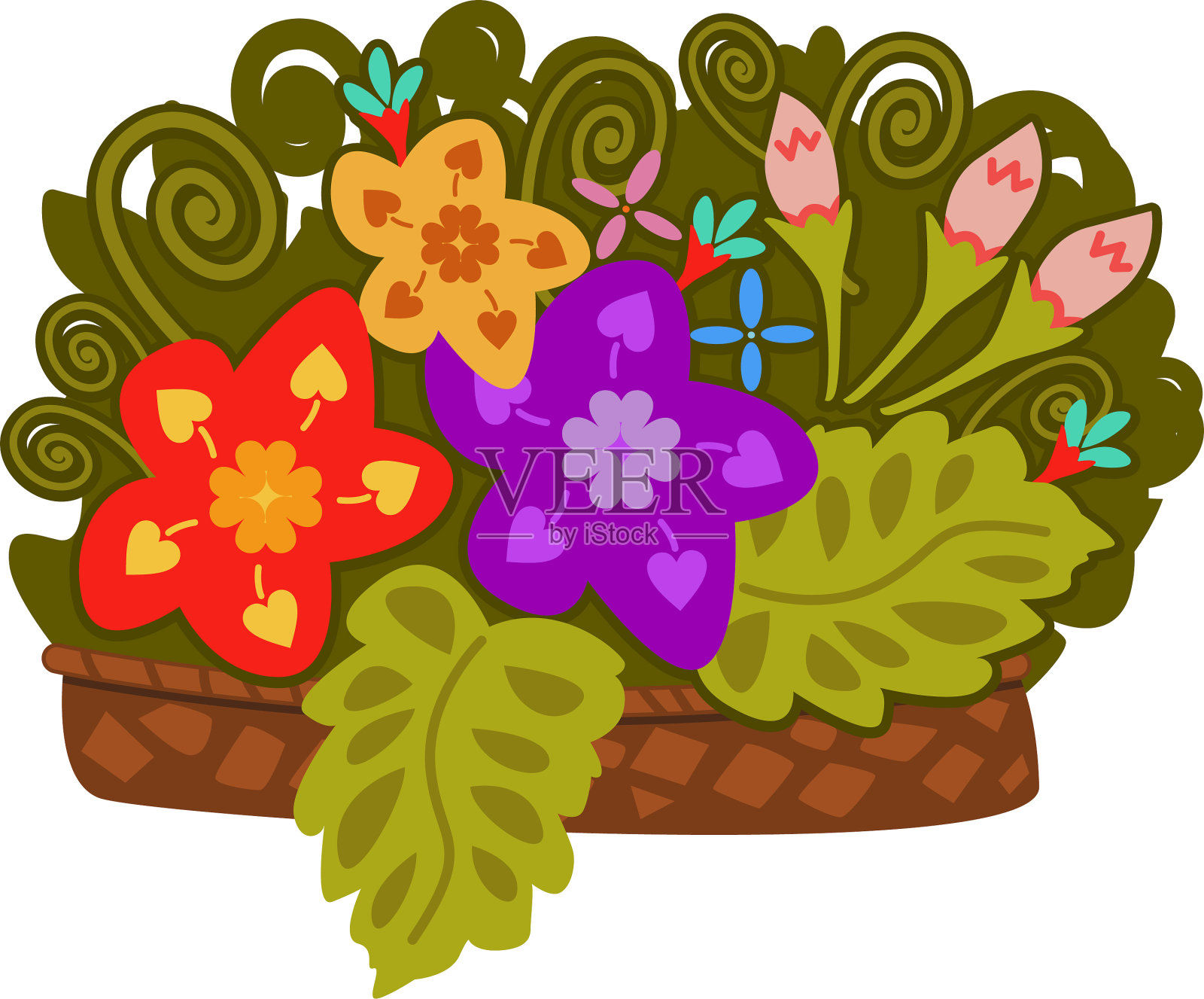 篮鲜花图标插画图片素材