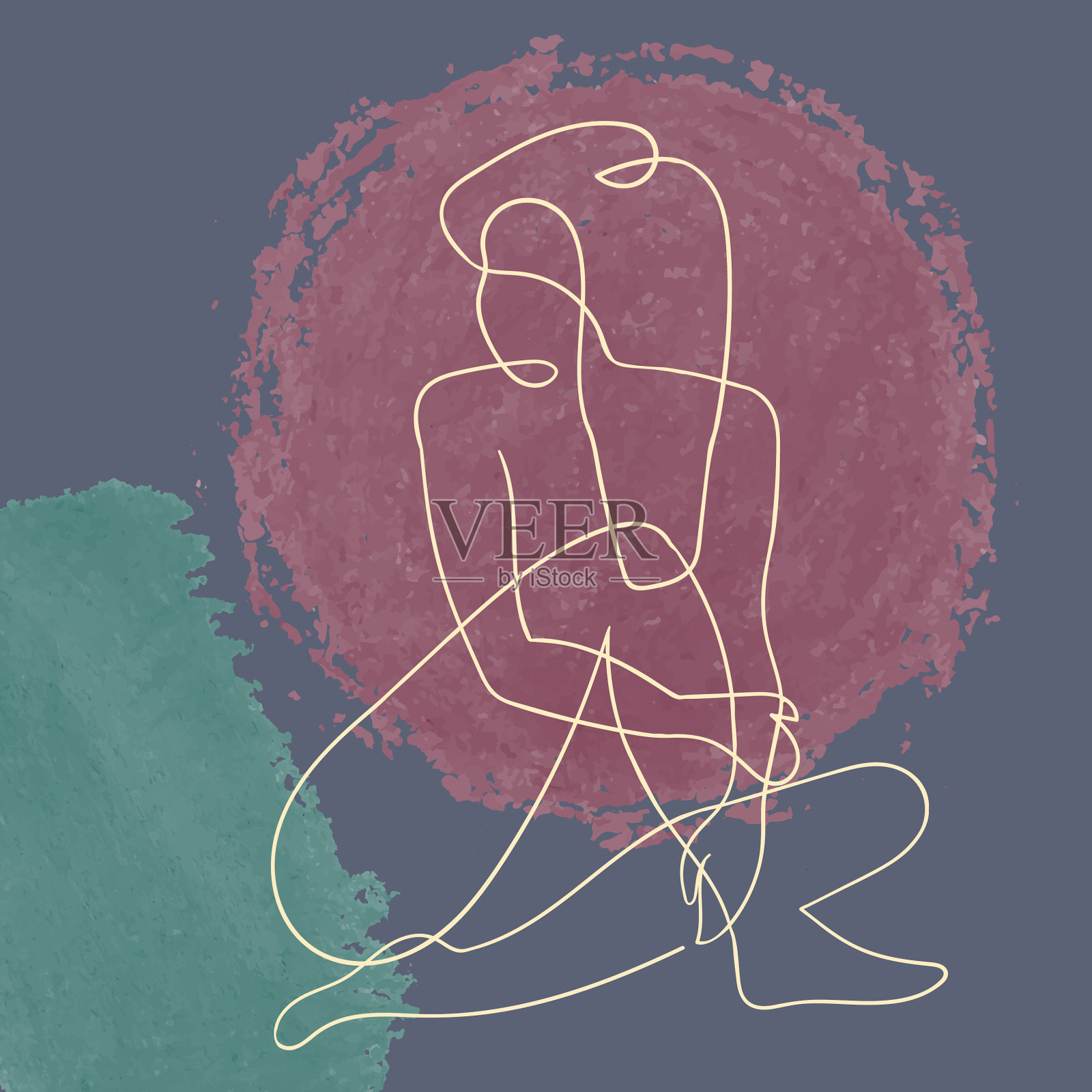 在花上勾勒女人的身体插画图片素材