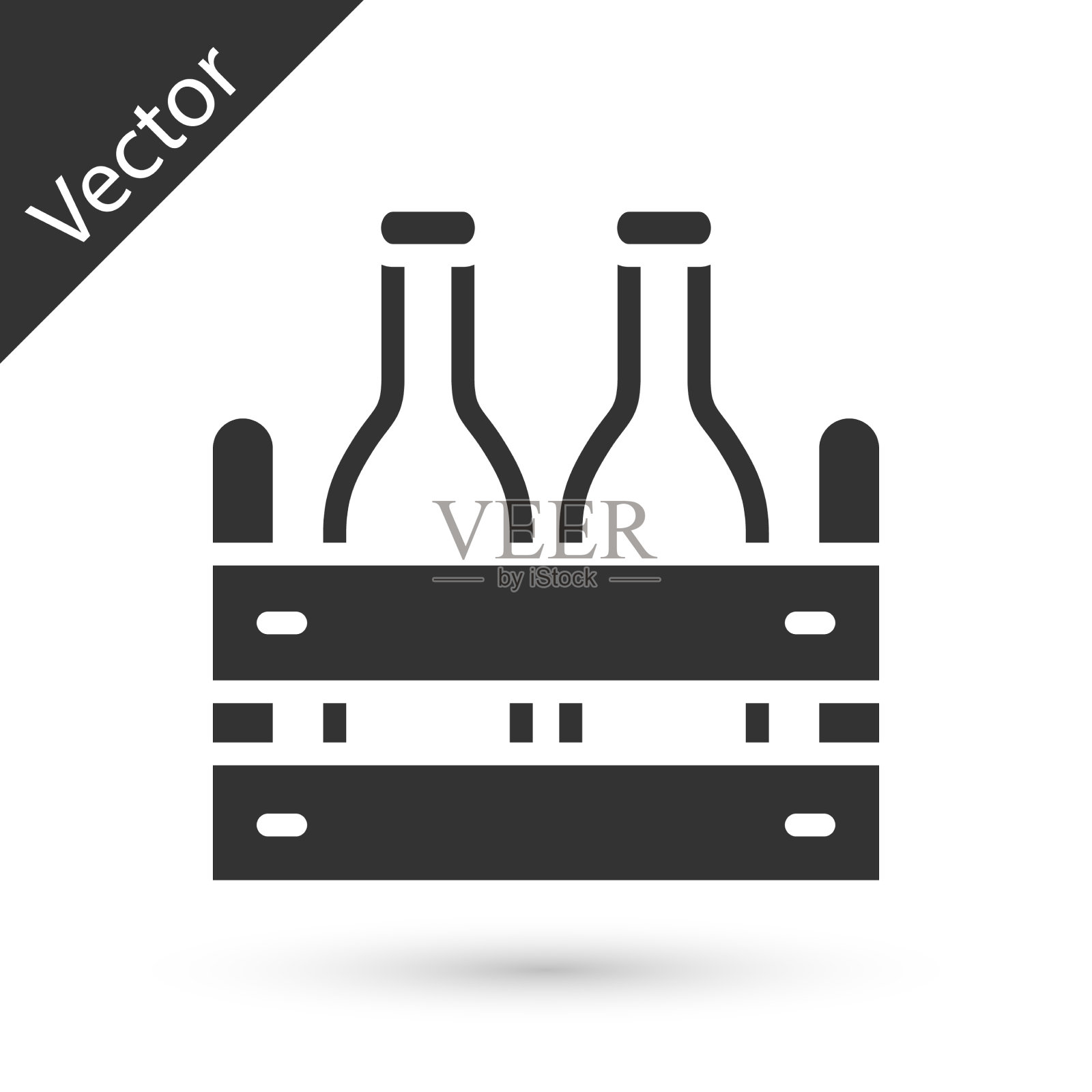 灰色包装啤酒瓶图标孤立在白色图标素材