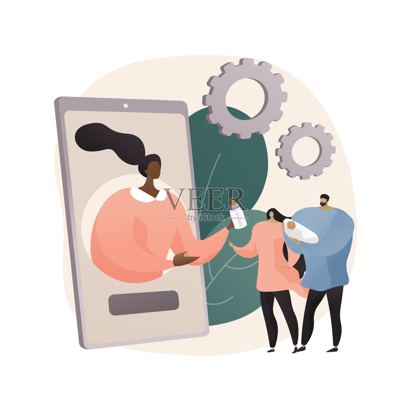 幼儿护理在线平台抽象概念矢量插图。插画图片素材