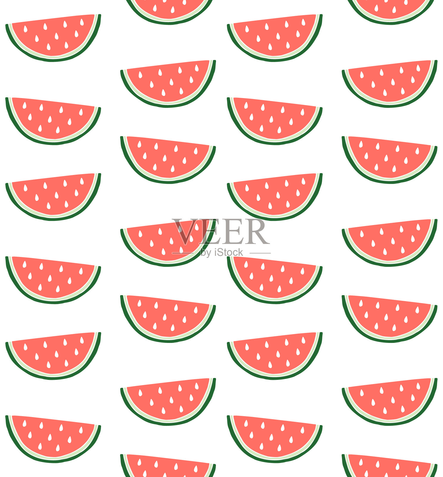 矢量无缝图案手绘涂鸦西瓜片设计元素图片
