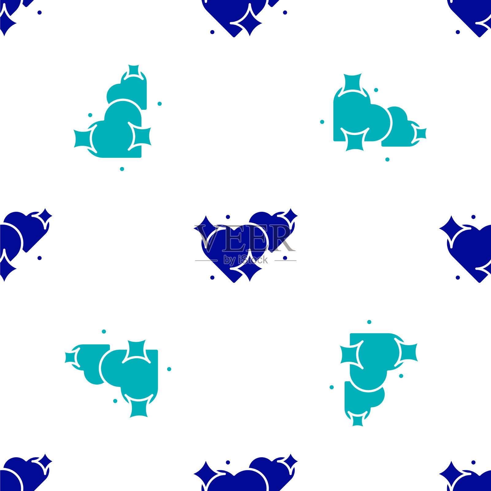 蓝色两颗相连的心图标隔离无缝插画图片素材