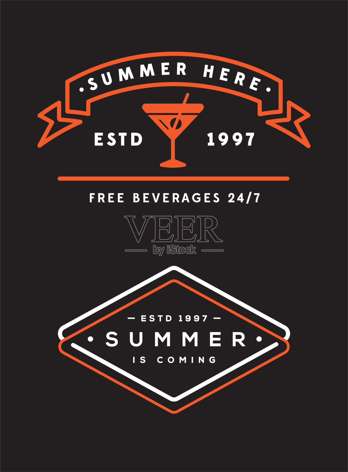 夏季复古矢量模板横幅,海报,传单。插画图片素材