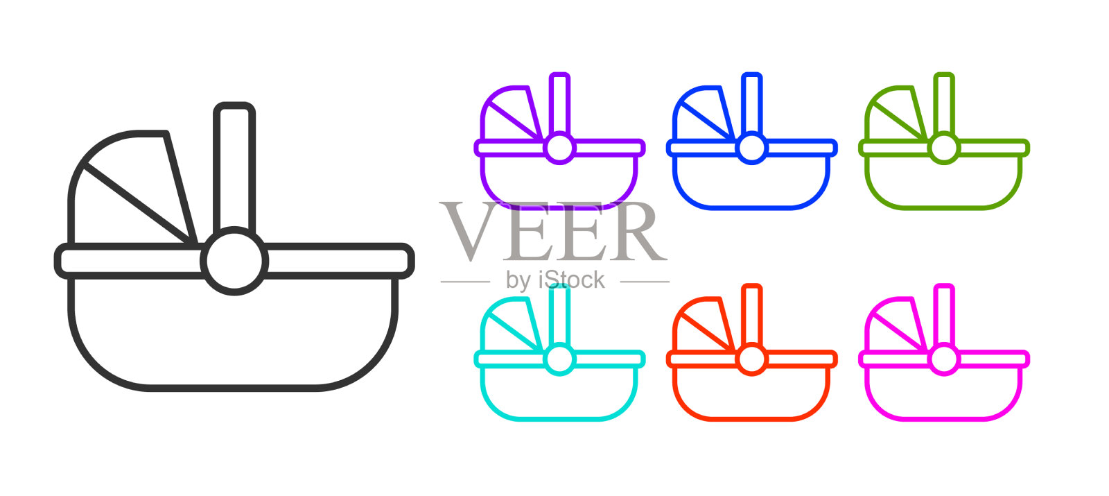 黑线bastroller图标隔离在白色插画图片素材