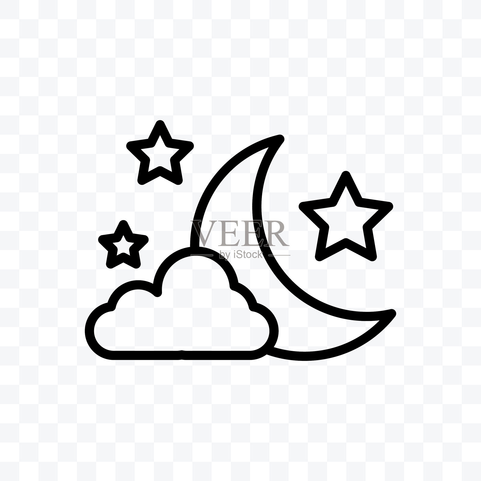 月亮在夜晚的图标孤立上透明插画图片素材