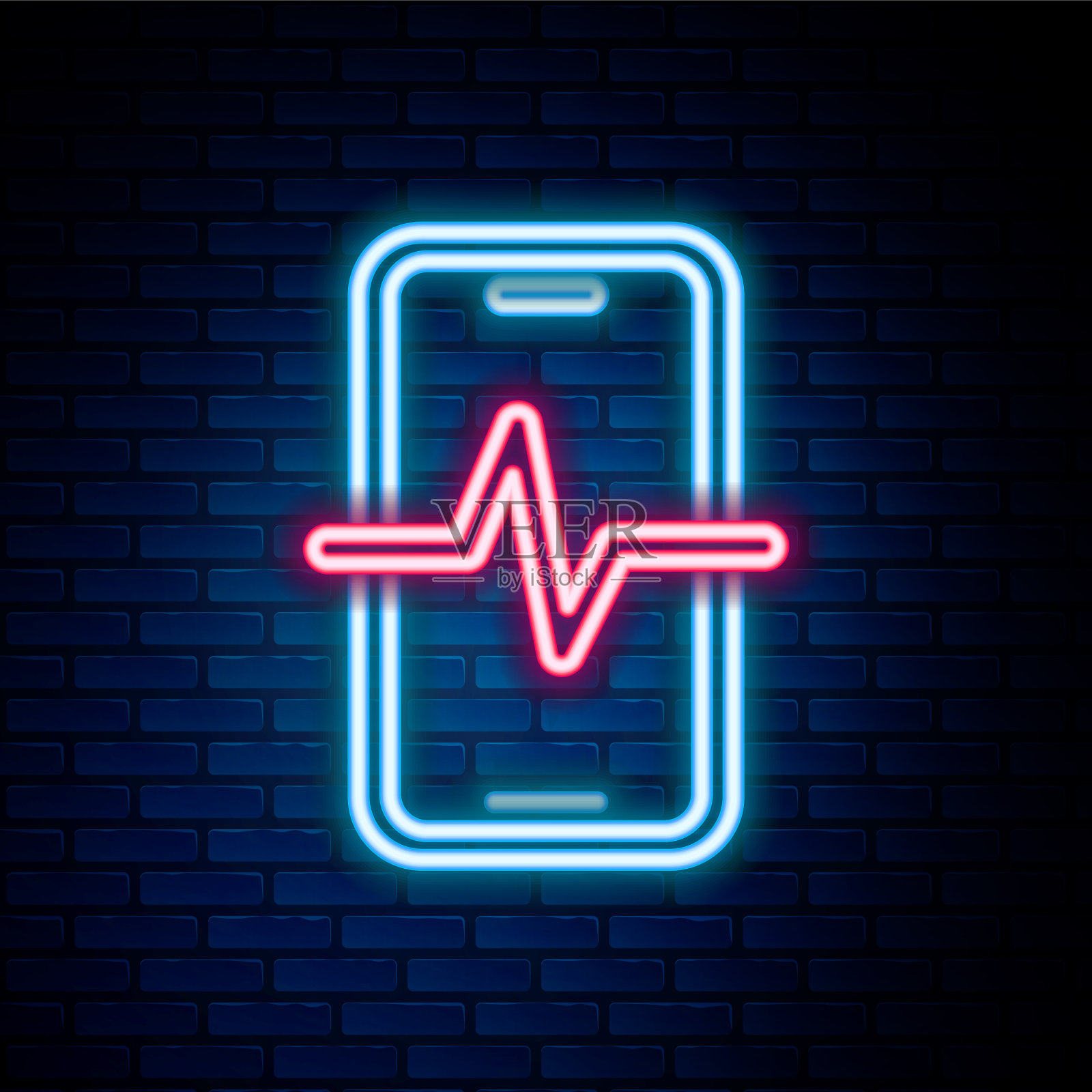 霓虹灯线手机维修服务图标插画图片素材