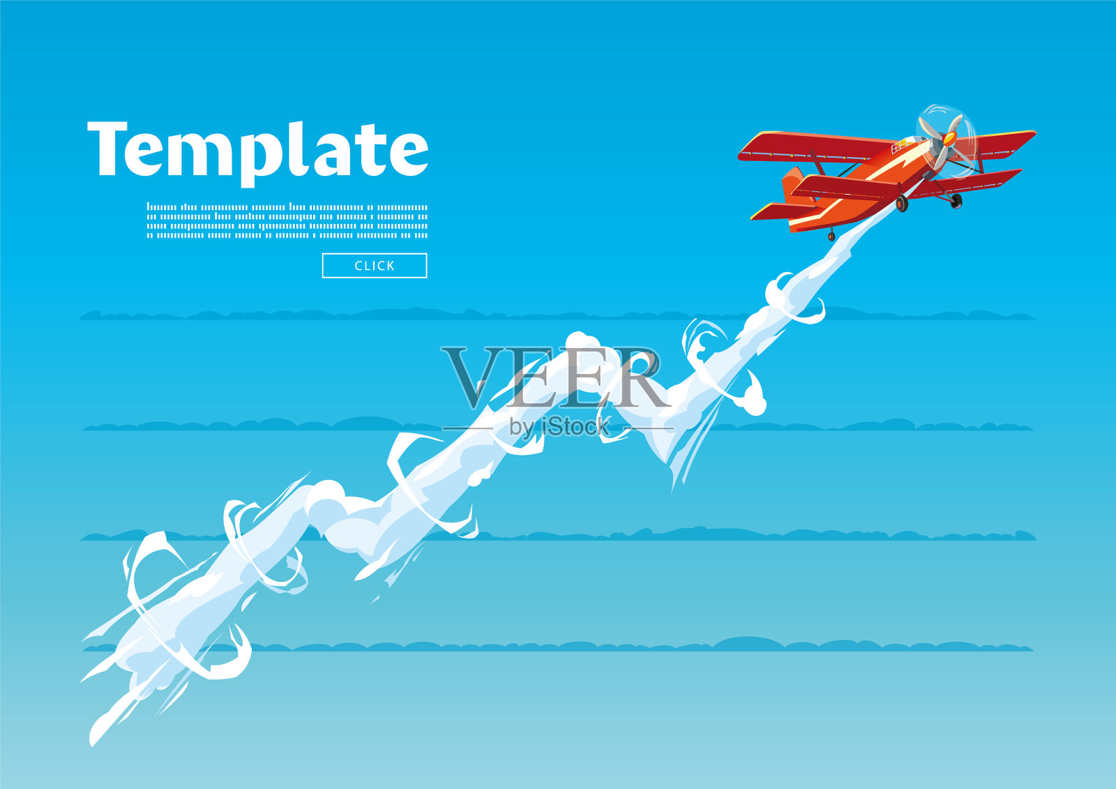 红色飞机向上飞设计模板素材