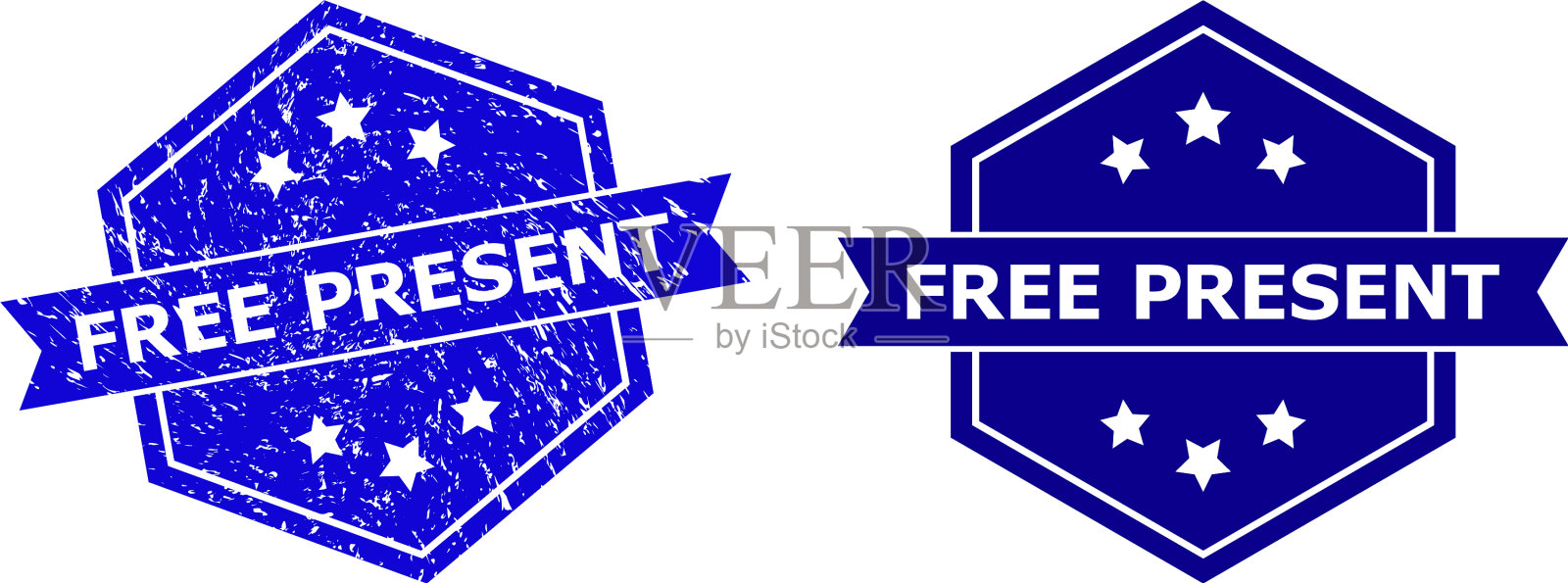 六角形自由现水印与腐蚀风格插画图片素材