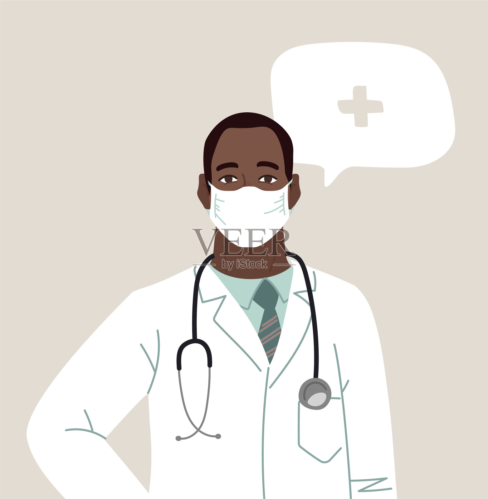 医生或护士佩戴医用口罩插画图片素材