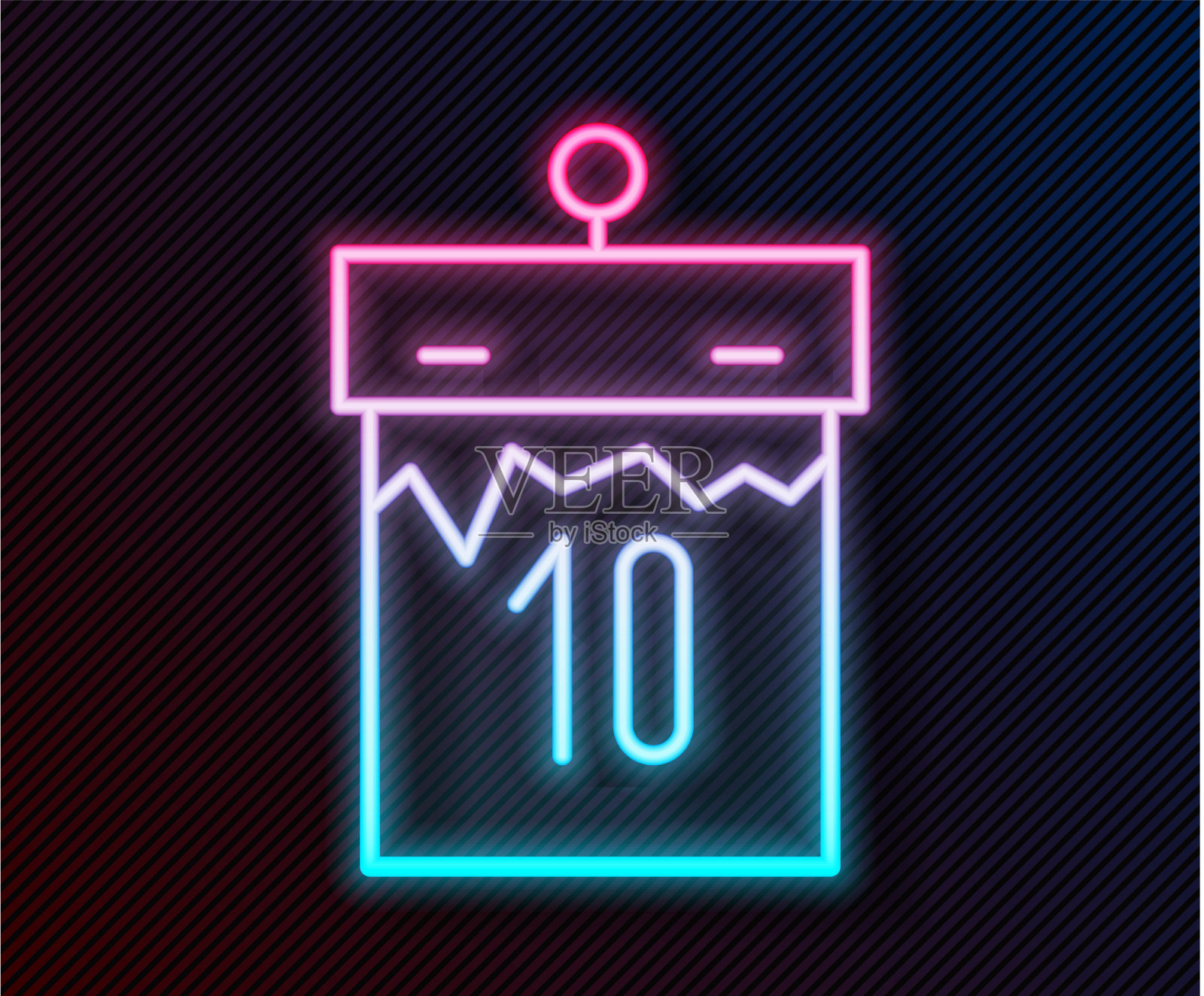 发光的霓虹灯线日历图标孤立在黑色图标素材