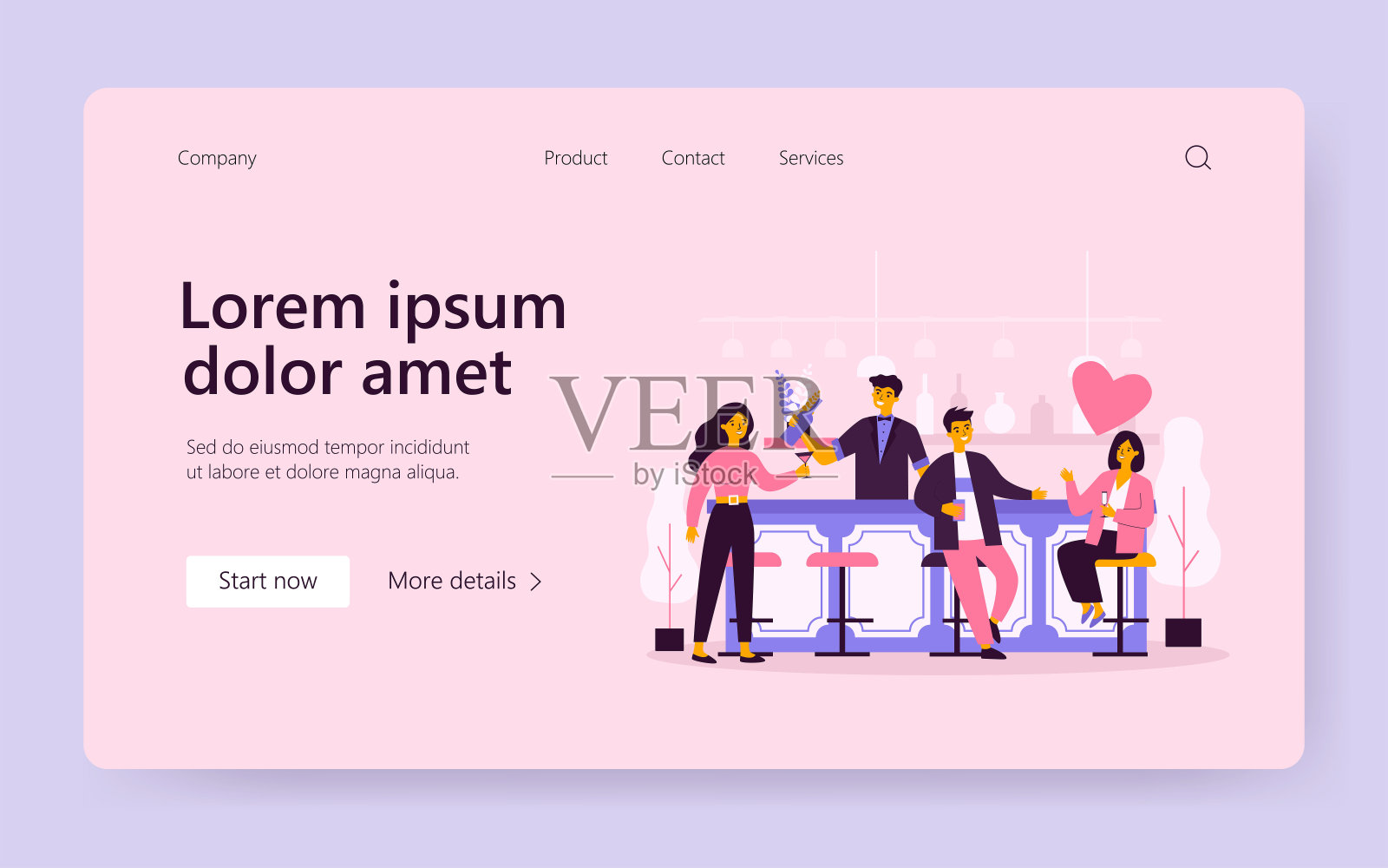 快乐的人们在酒吧里喝酒放松插画图片素材