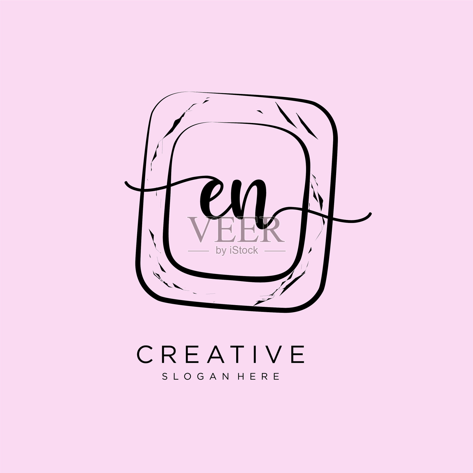 En初始手写标志模板插画图片素材