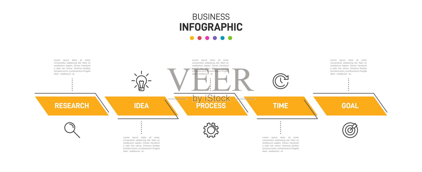 信息图形设计与图标和5个选项或步骤。细线的向量。信息图的业务概念。可用于信息图形,流程图,演示文稿,网站,横幅,印刷材料。插画图片素材