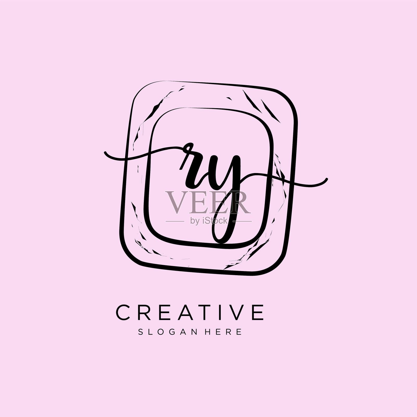 Ry初始手写标志模板插画图片素材