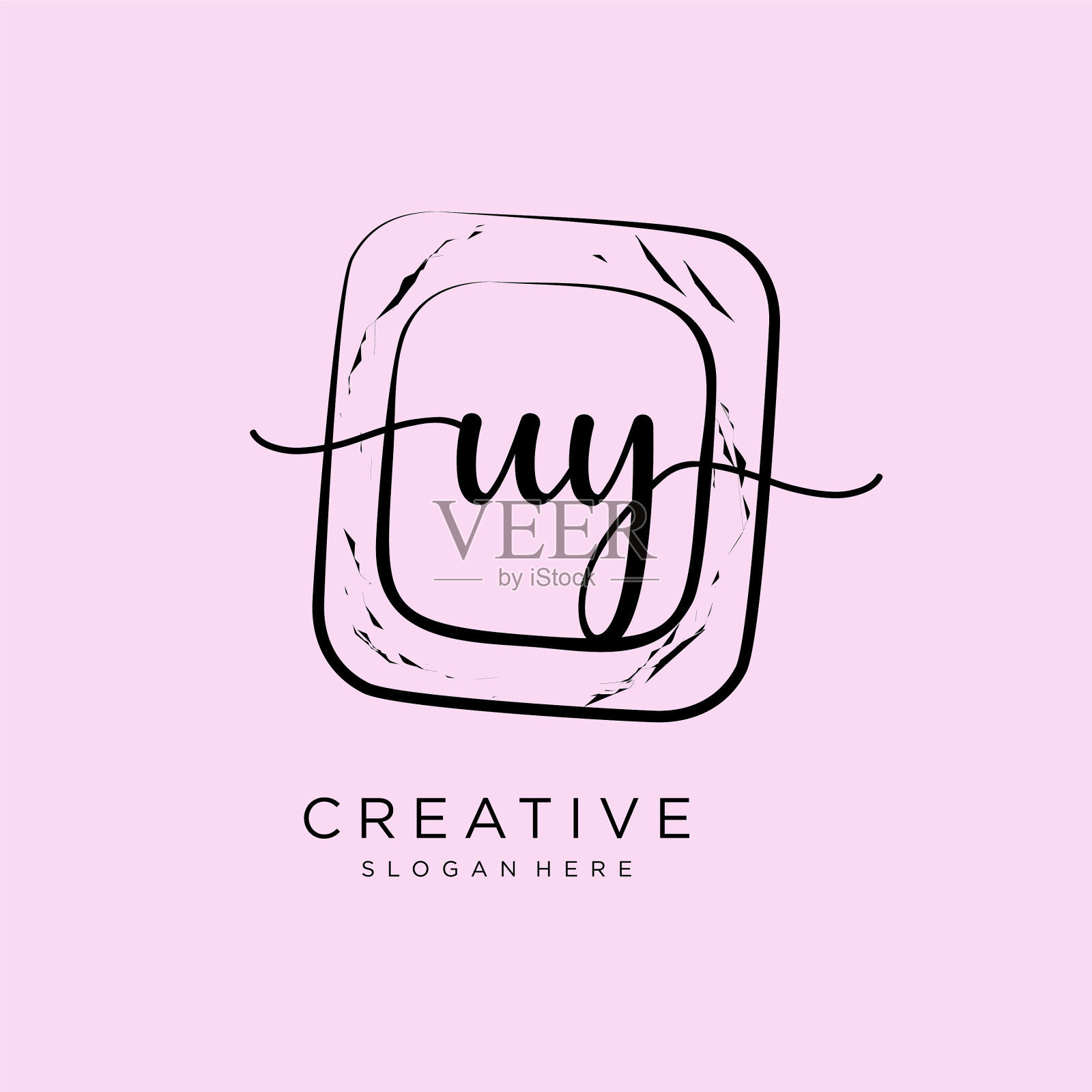 Uy初始手写标识模板插画图片素材