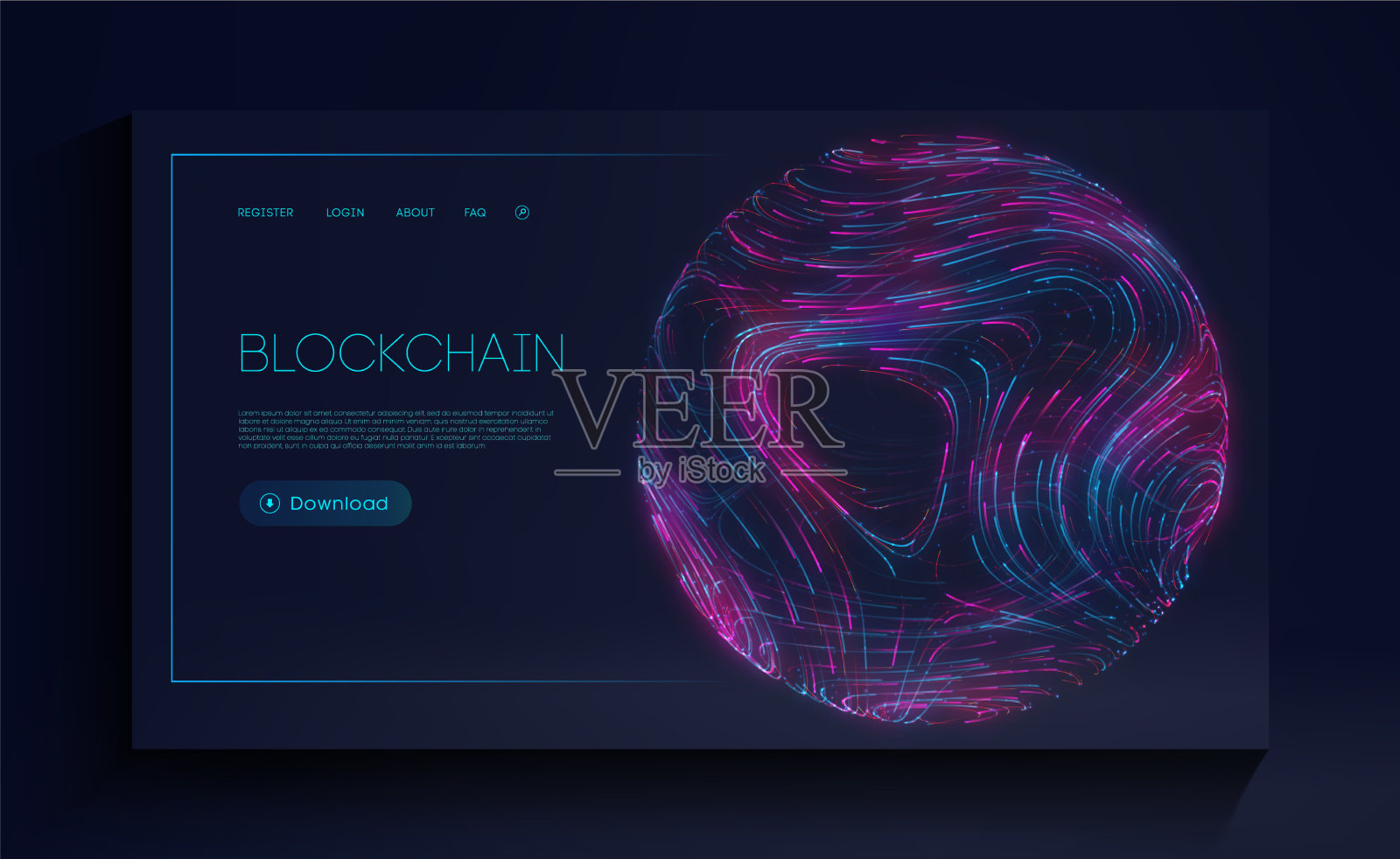 区块链加密货币网页登陆页面插画图片素材