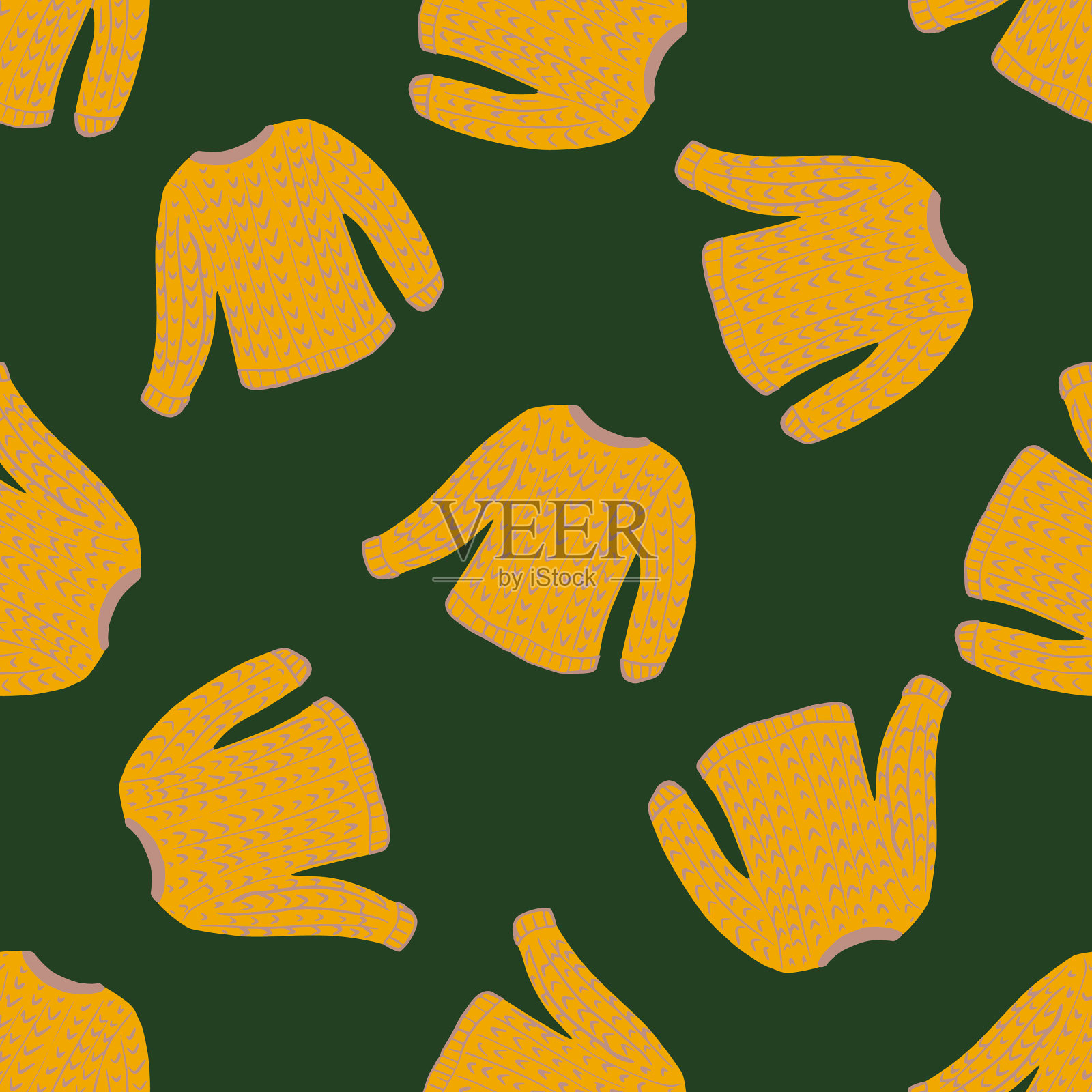 简单无缝时尚图案与明亮的橙色插画图片素材