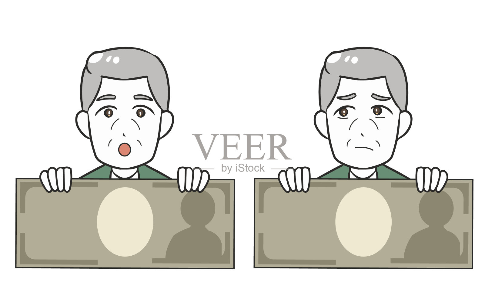 有账单问题的老人插画图片素材