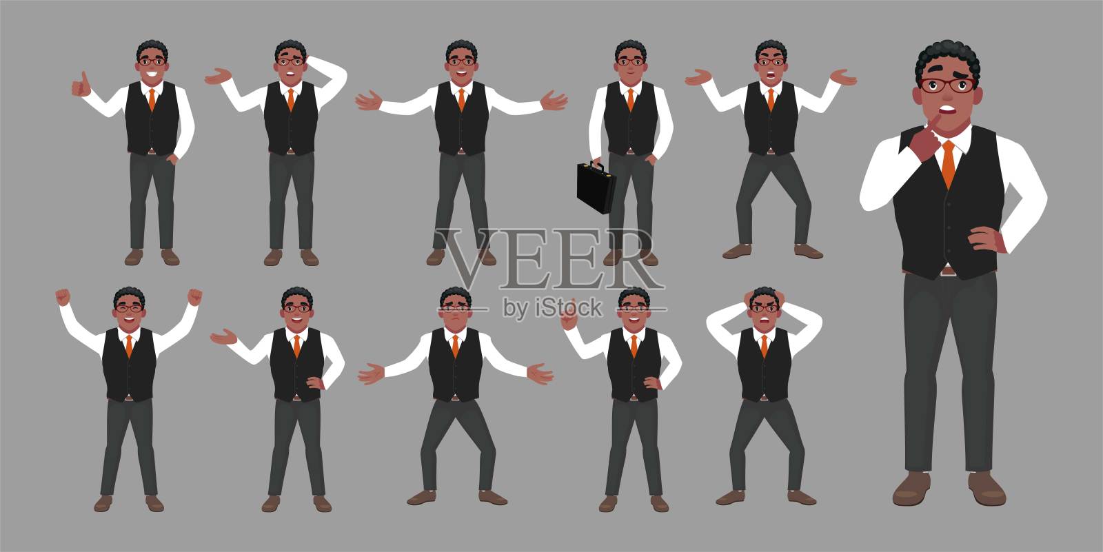 平面布景-不同情感的人插画图片素材