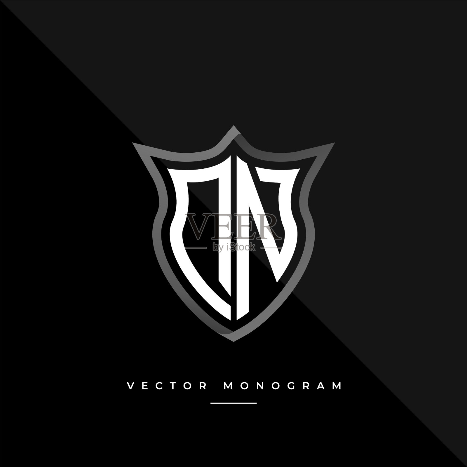 时髦的dn字母屏蔽隔离在黑暗插画图片素材