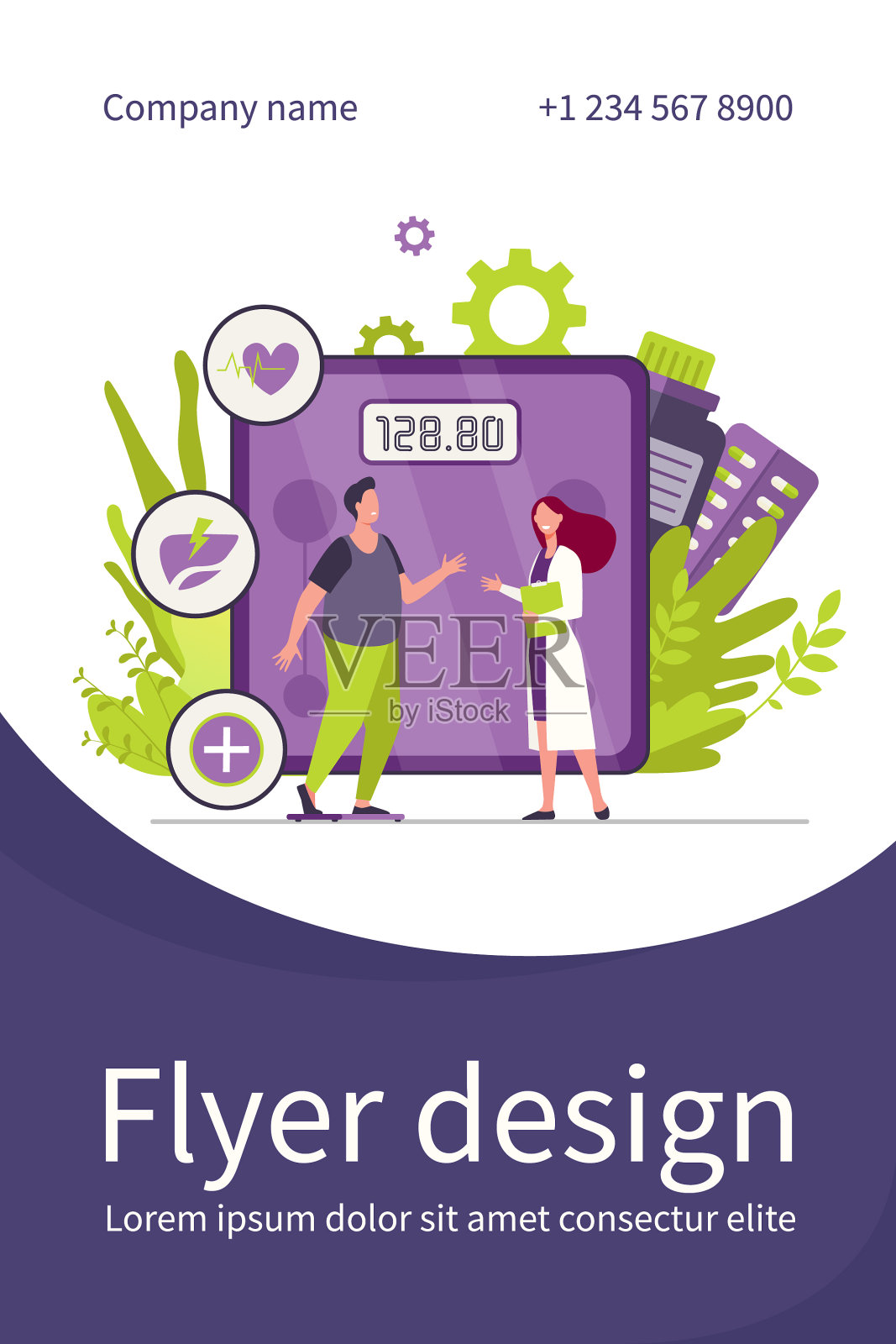 胖子咨询医生插画图片素材