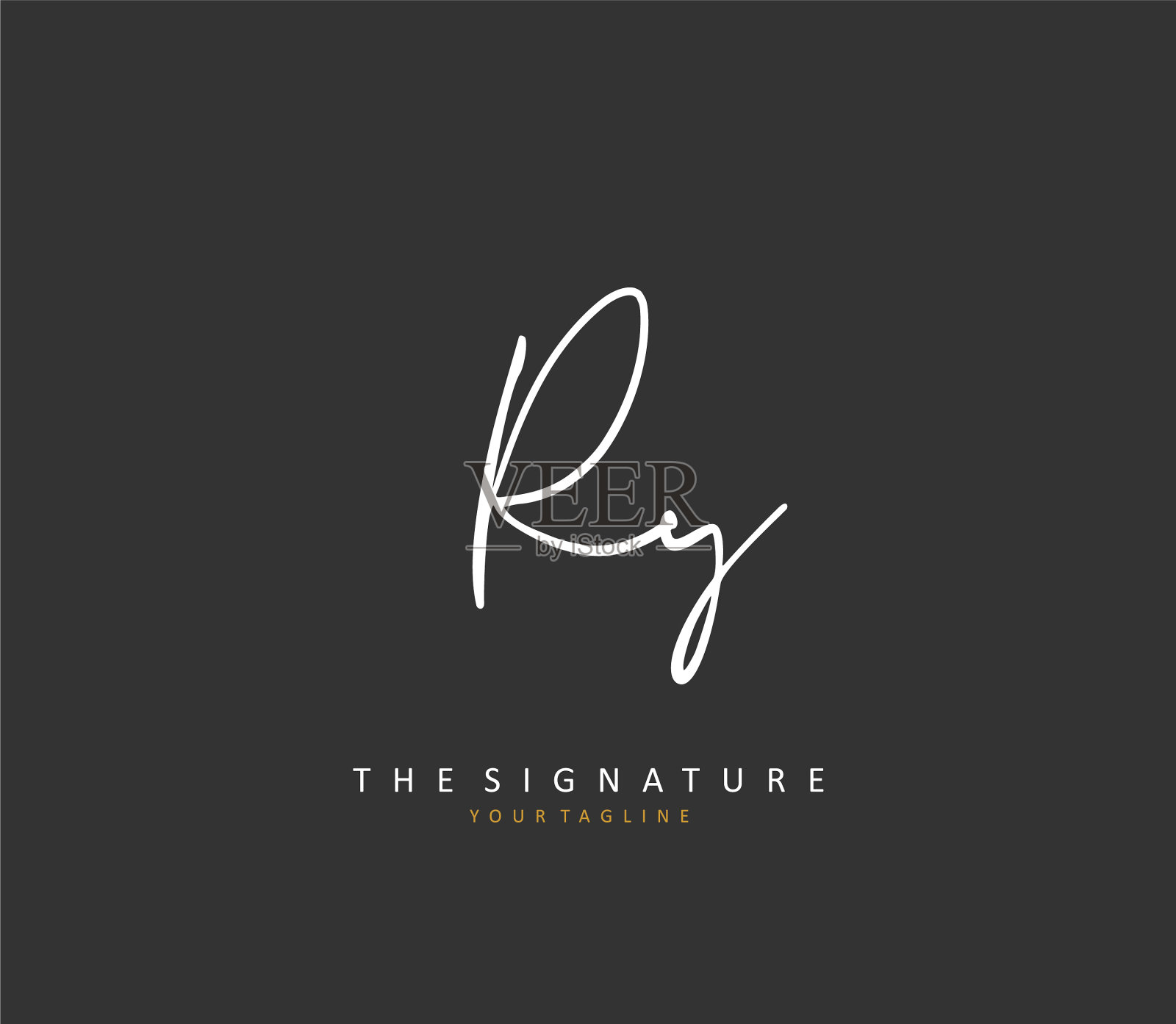 Ry首字母手写和签名标志插画图片素材