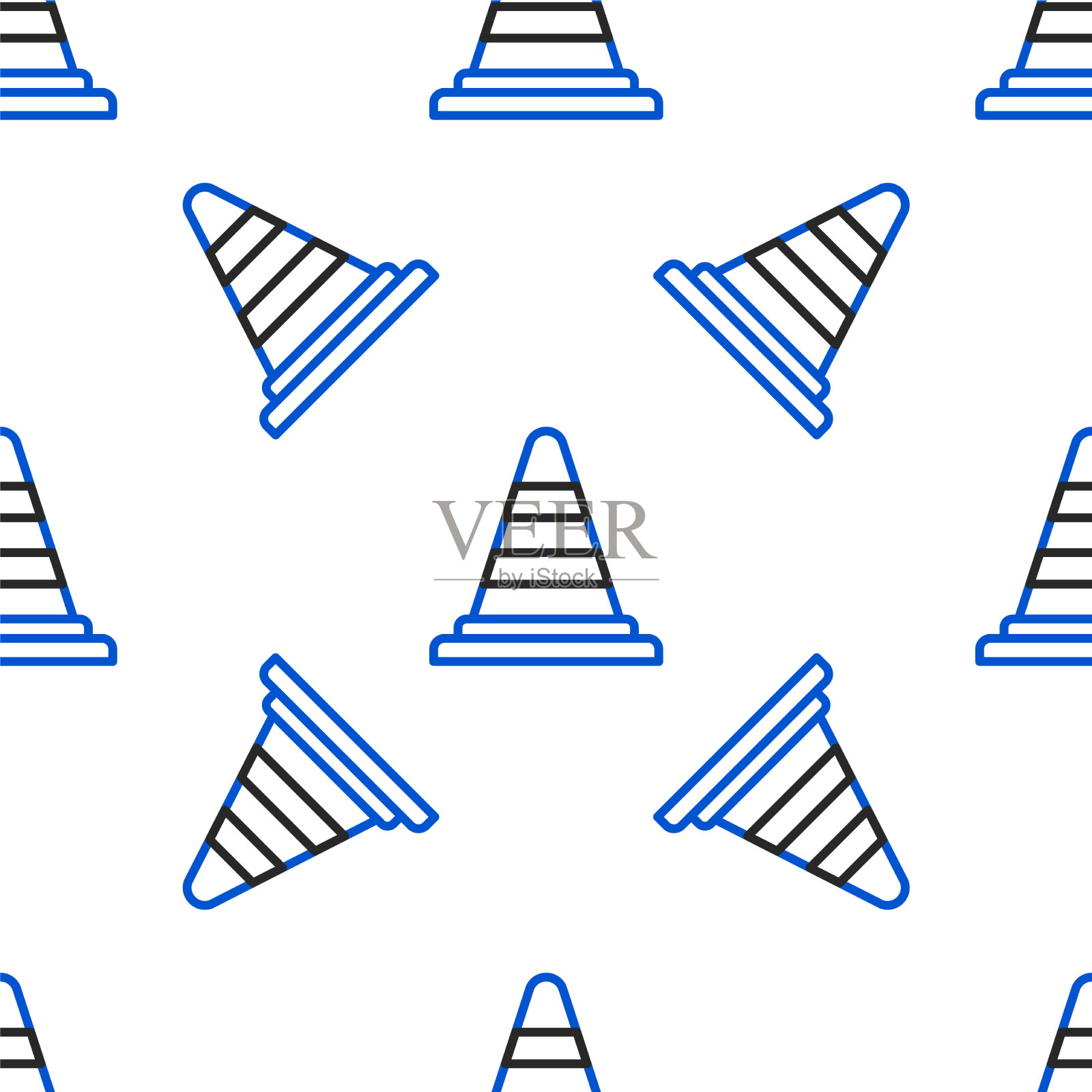 线交通圆锥图标隔离无缝模式插画图片素材