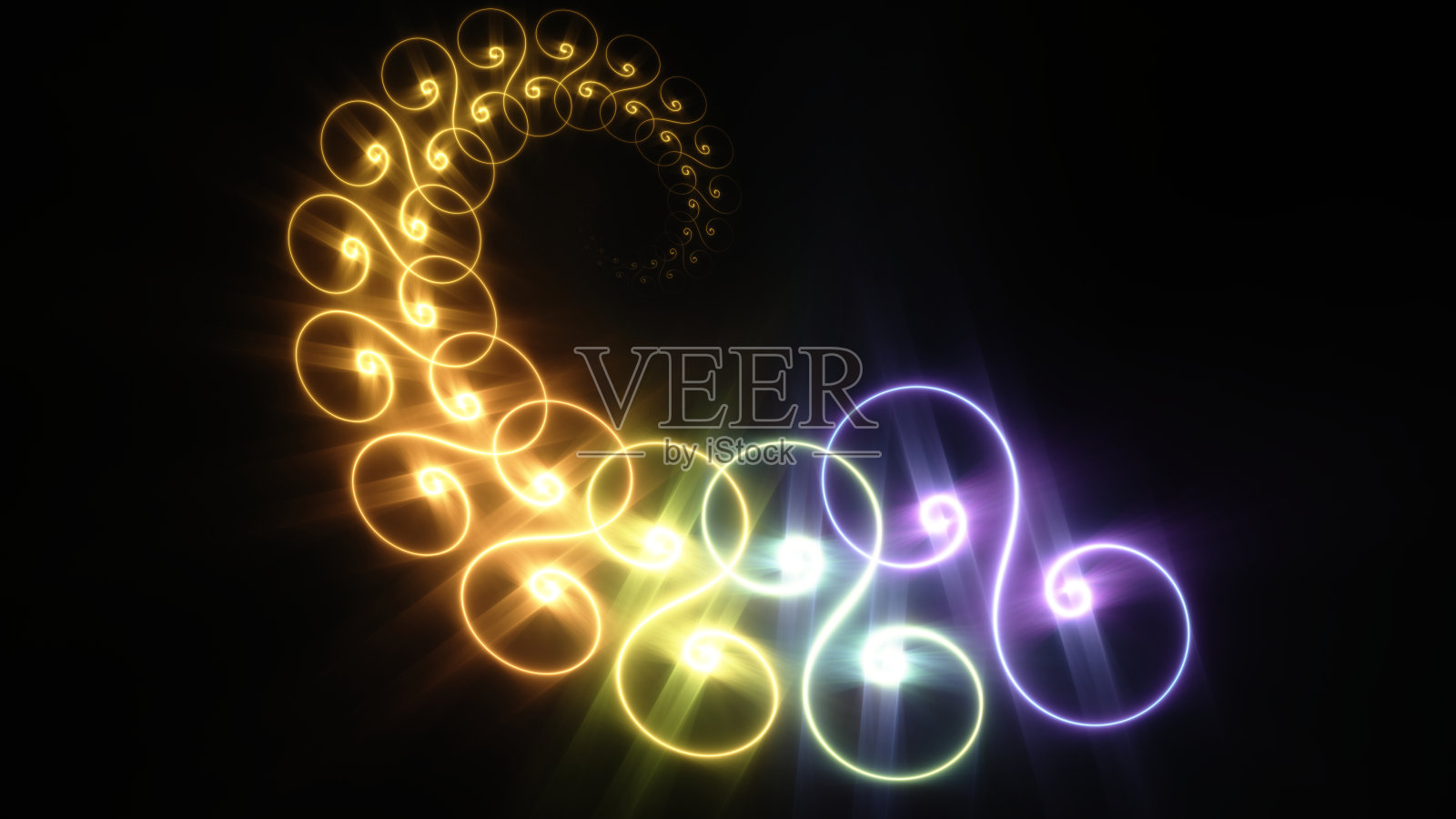 抽象的背景,平滑的多色线上的黑色背景。照片摄影图片