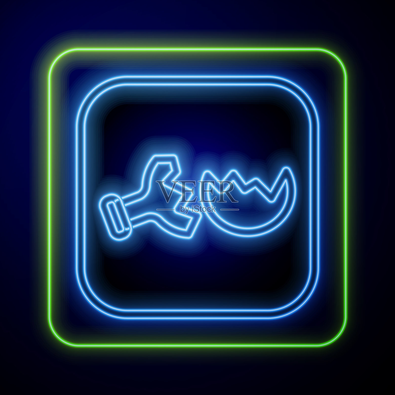 发光的霓虹灯,破碎的试管和烧瓶化学品图标素材