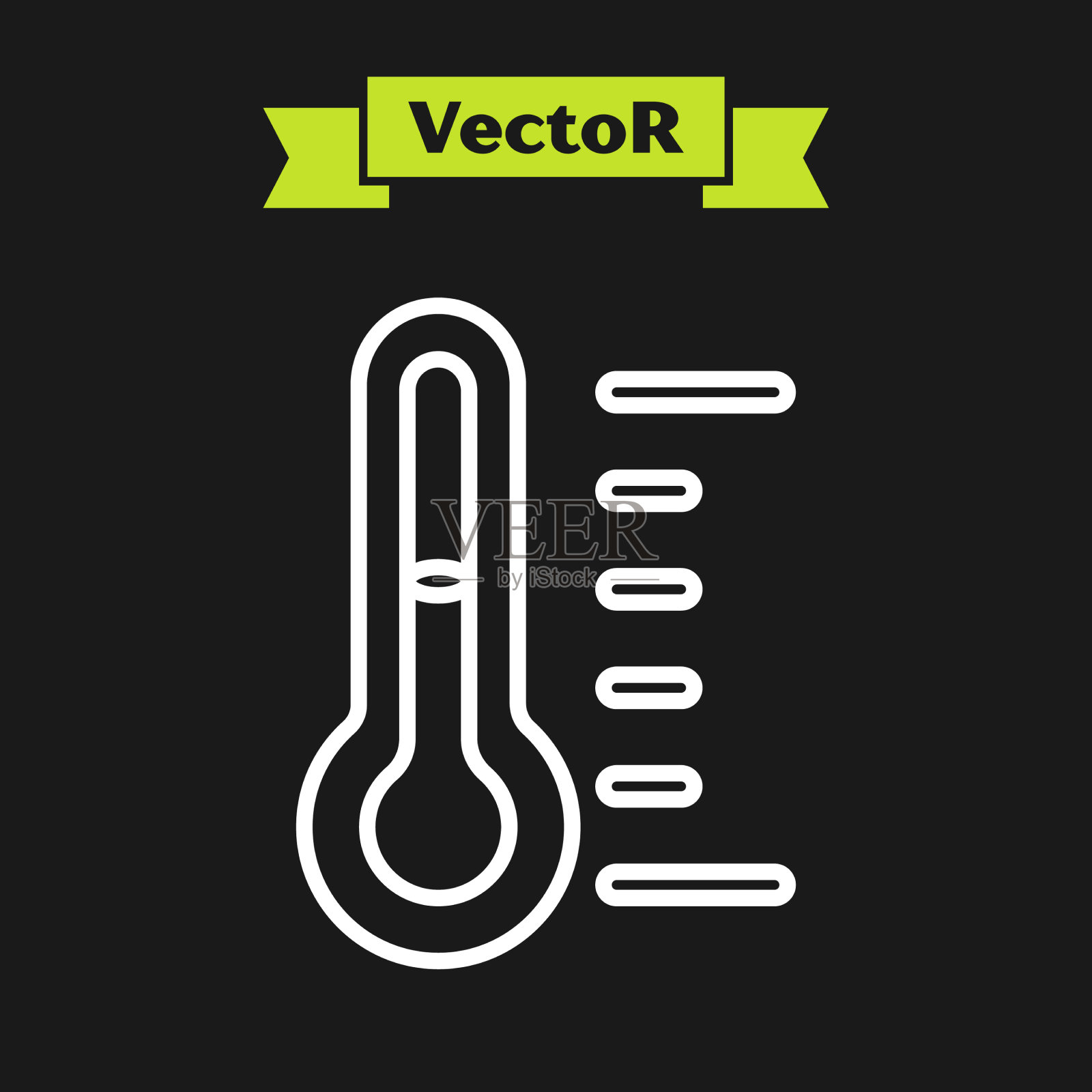 白线桑拿温度计图标隔离插画图片素材