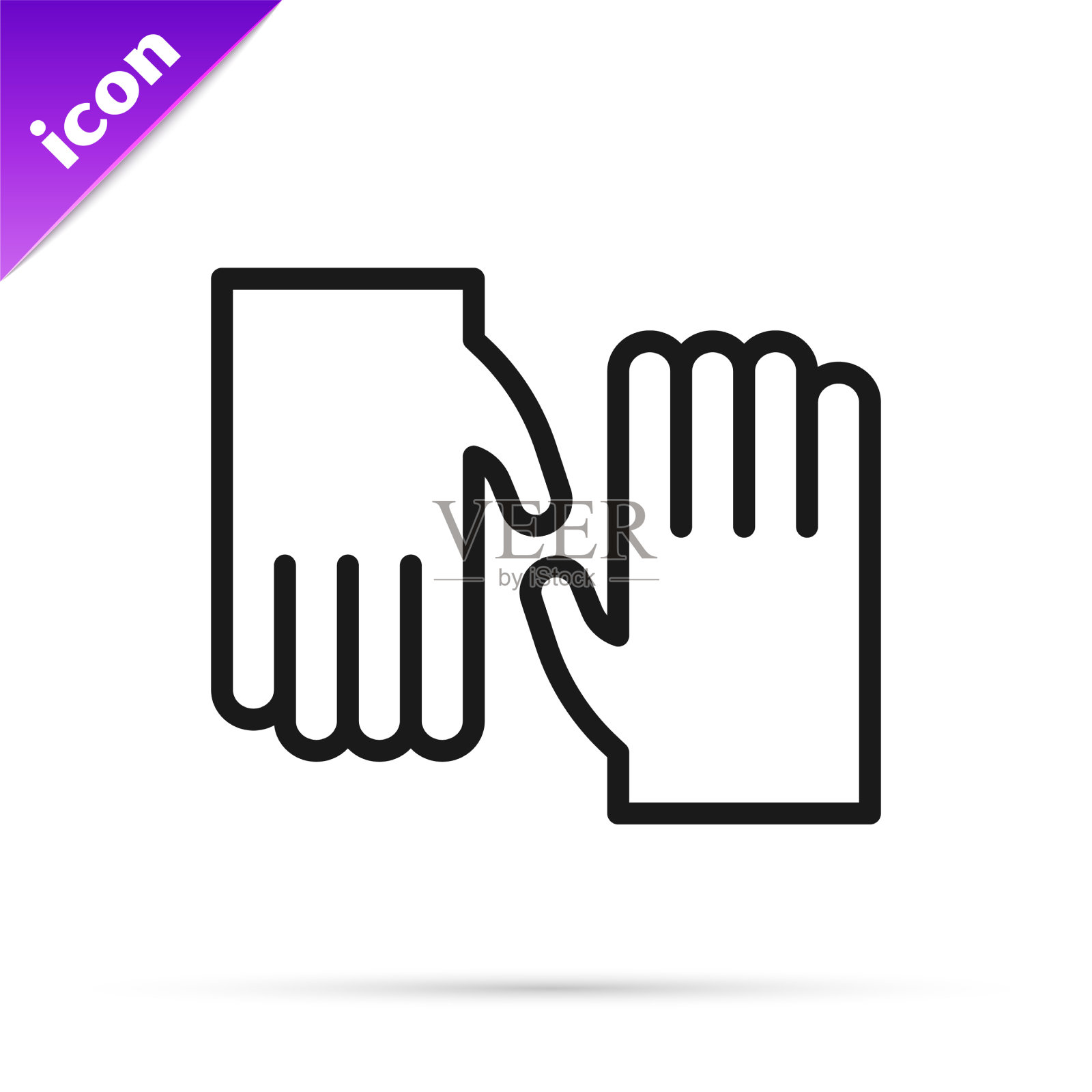 黑线橡胶手套图标隔离在白色插画图片素材