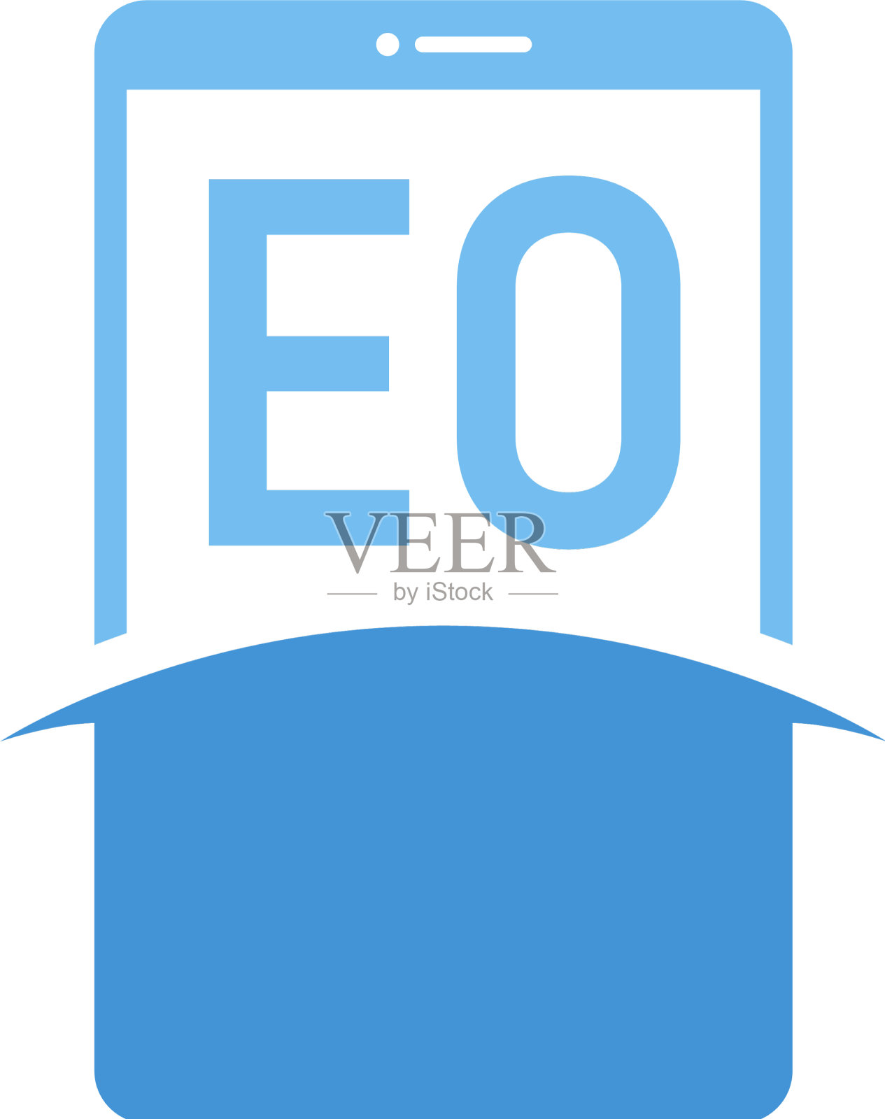 Eo字母标志设计与智能手机图标插画图片素材