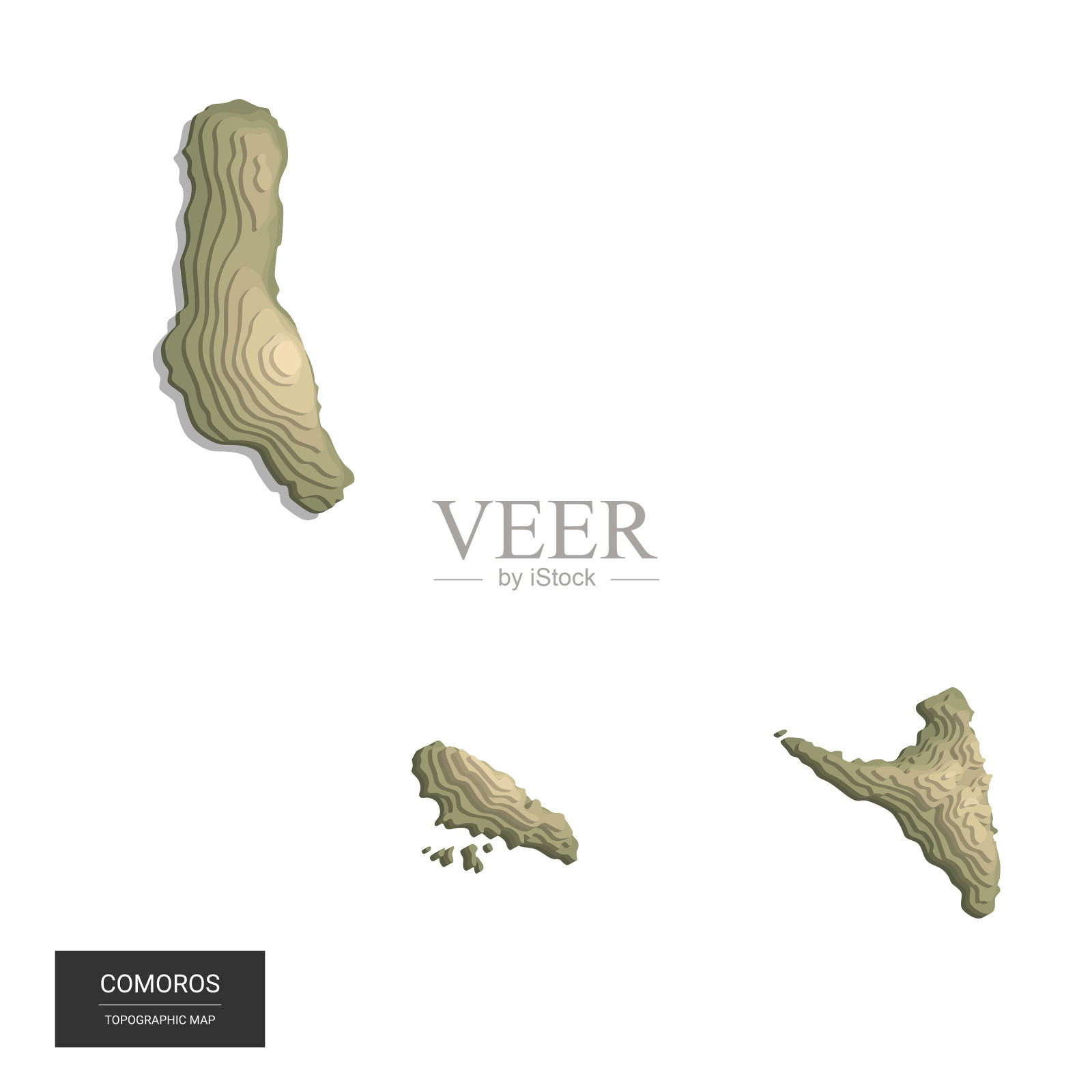 科摩罗地图-三维数字高海拔插画图片素材
