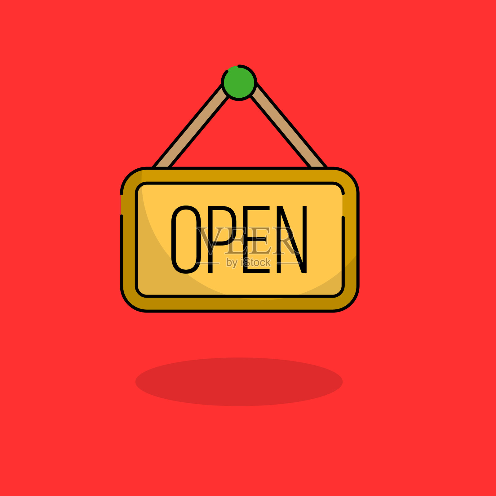 打开标志彩色平面图标设计的web UI插画图片素材