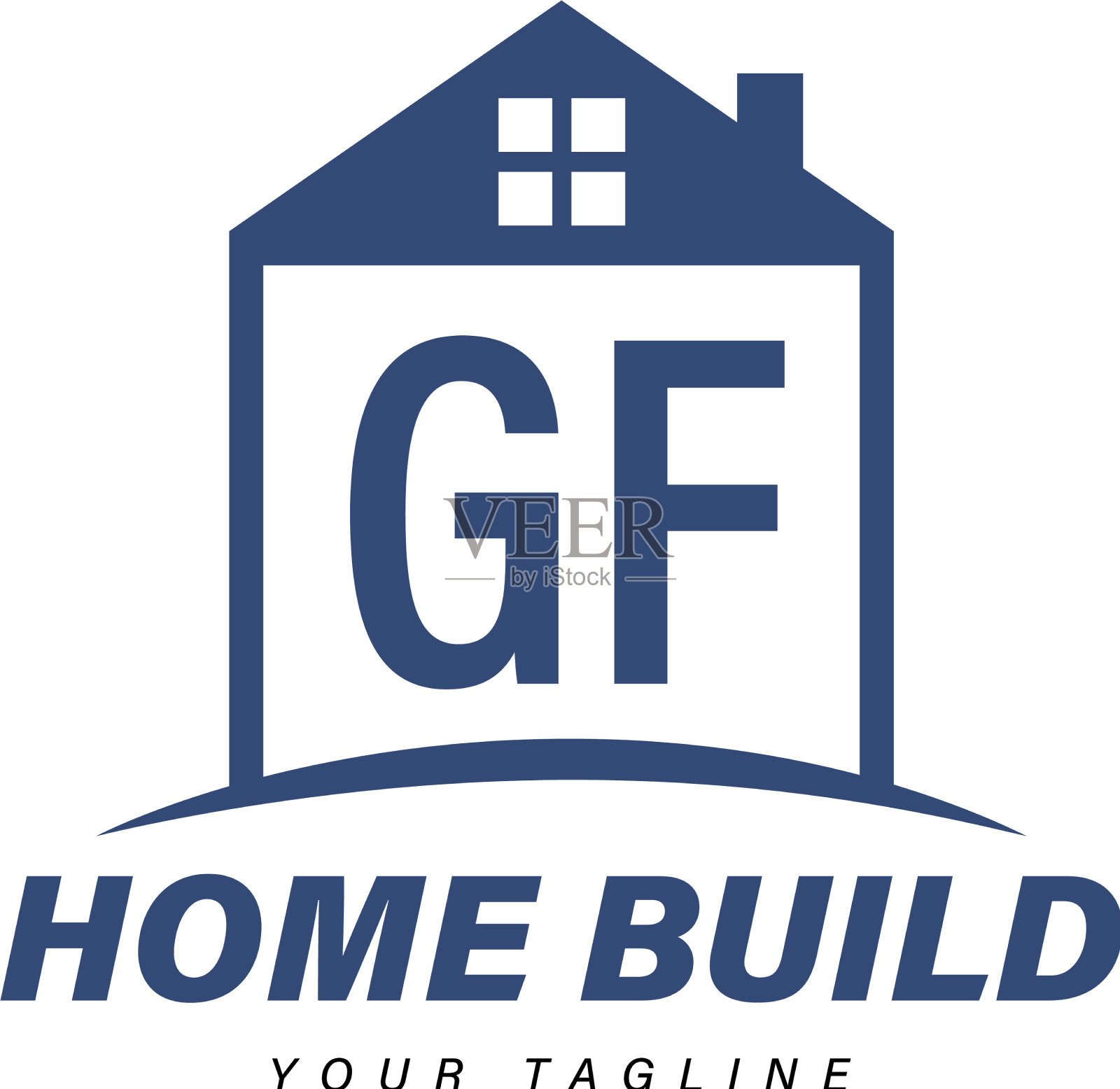 Gf信标志设计与家居图标现代插画图片素材