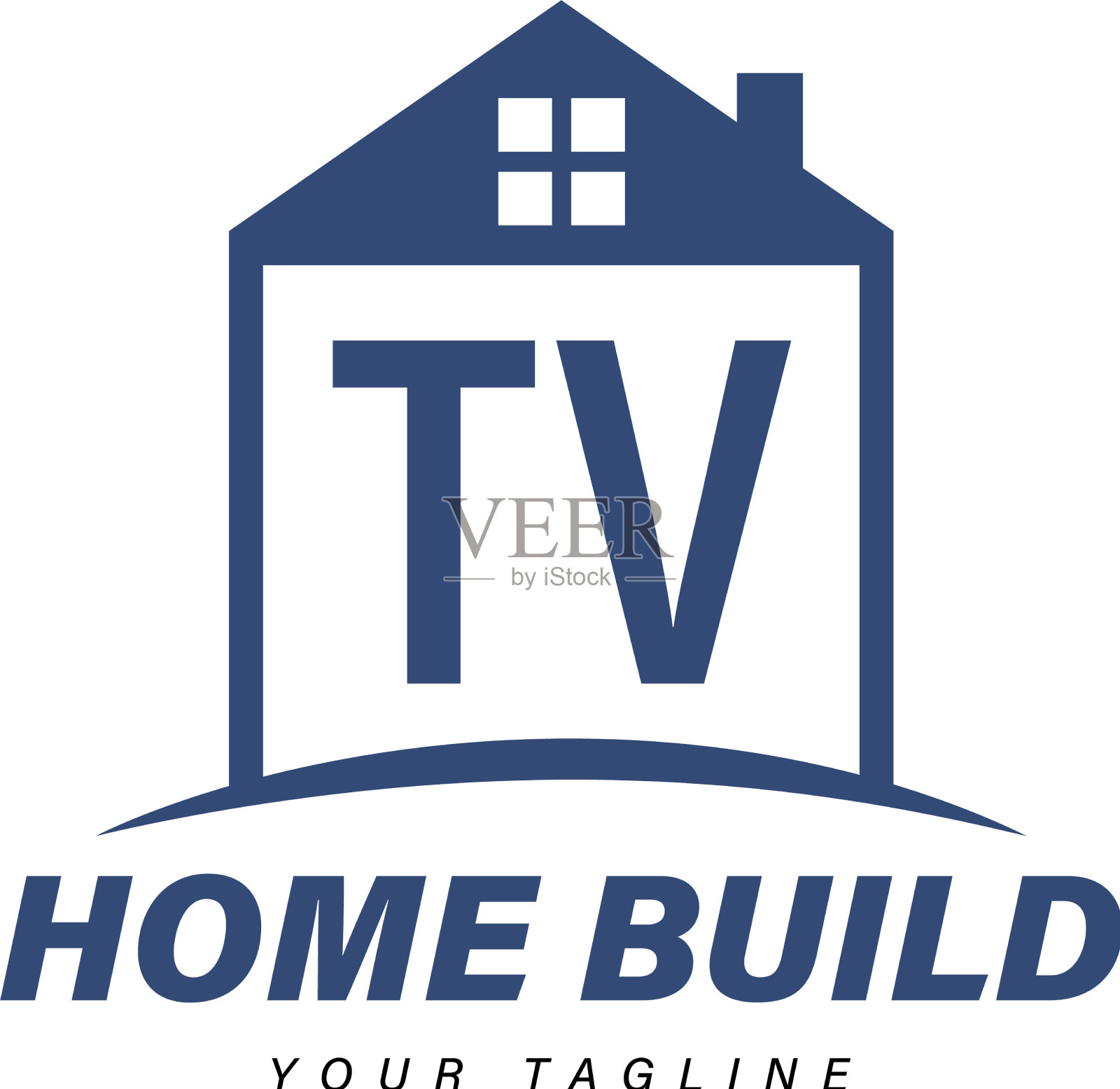 电视字母标志设计与家居图标现代插画图片素材