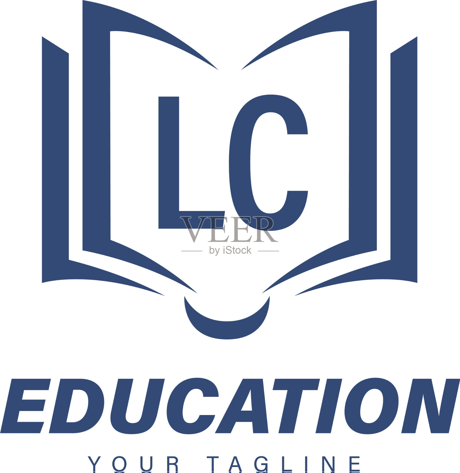 Lc字母标志设计与书籍图标现代插画图片素材