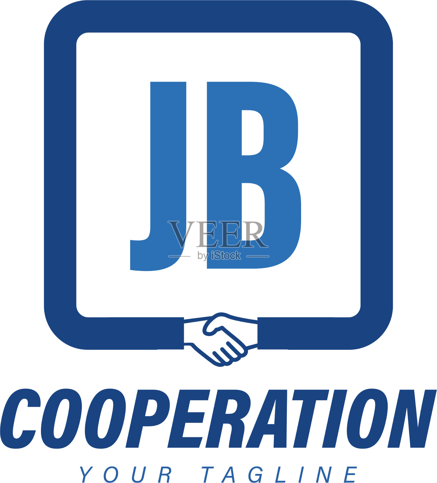 信Jb标志设计与握手图标现代插画图片素材