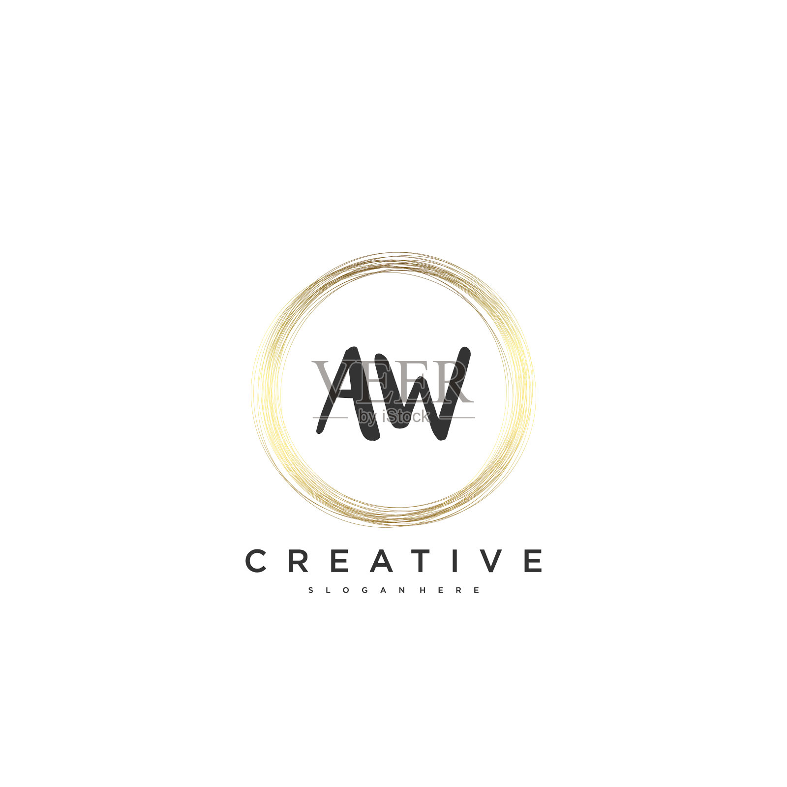 Aw美初始标志手写标志艺术插画图片素材